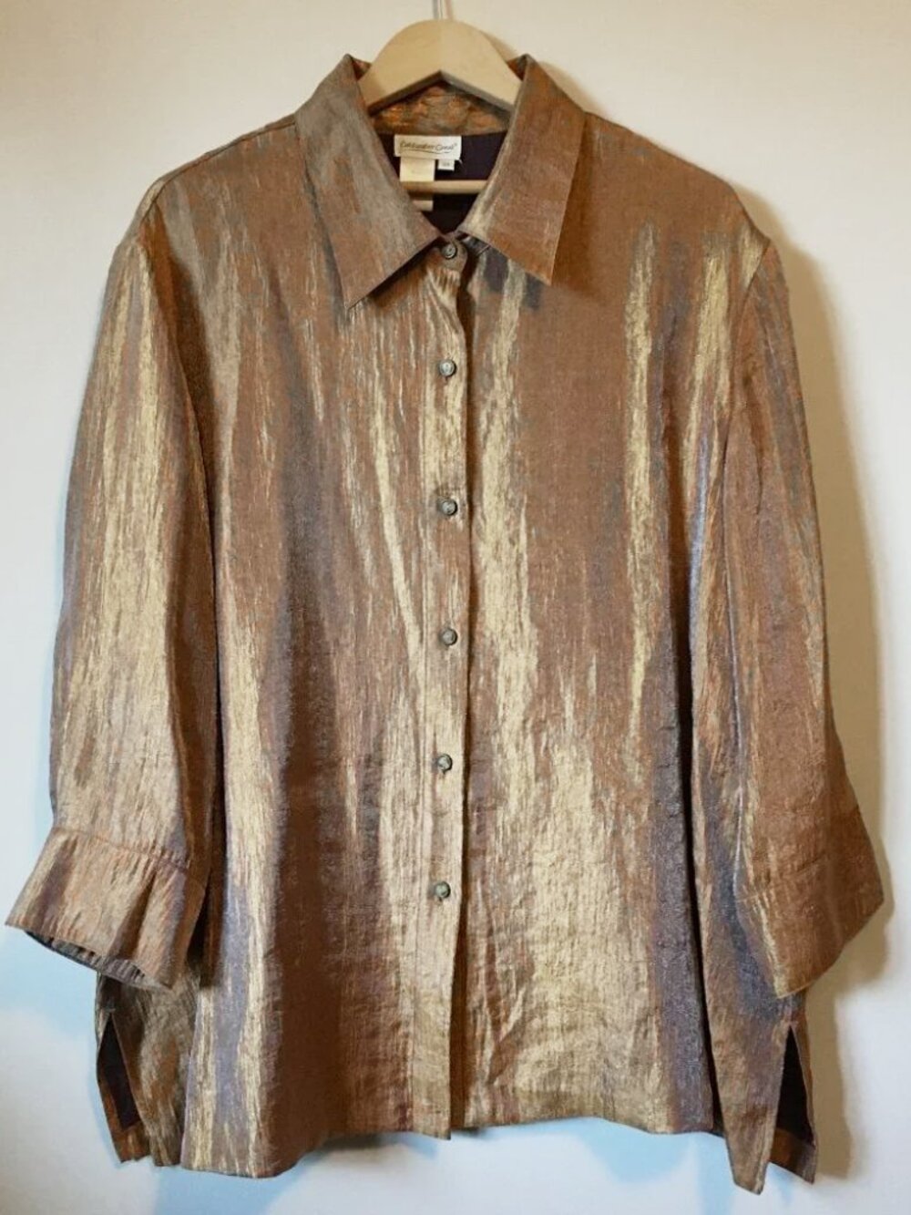 Vintage Coldwater Creek Golden Brown Button Down Shirt 3X